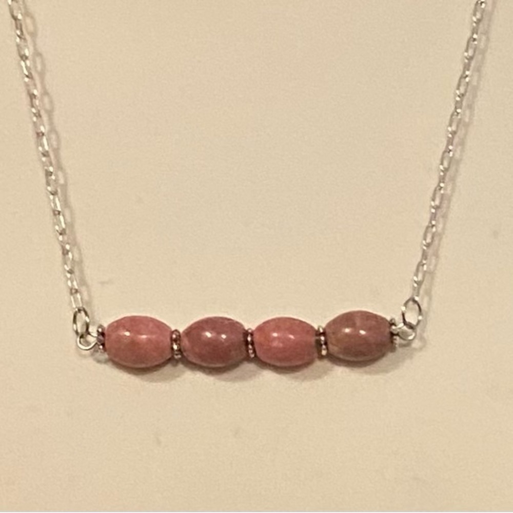NEW Genuine Rhodonite crystal necklace